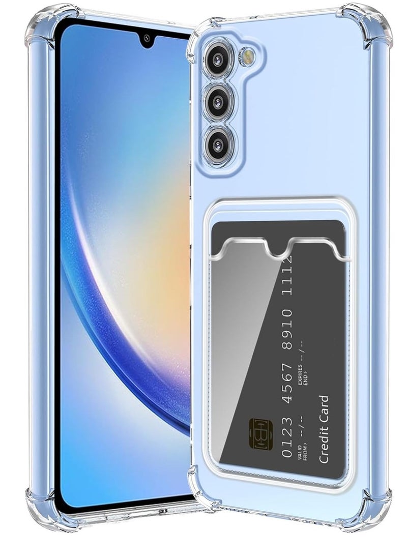 Clear Case with Card Slot Soft TPU Bumper Slim Protective Cover with Card Holder Cute Card Holder Slim Fit Protective Phone Cover For Samsung Galaxy A35 - Clear  - Image 1