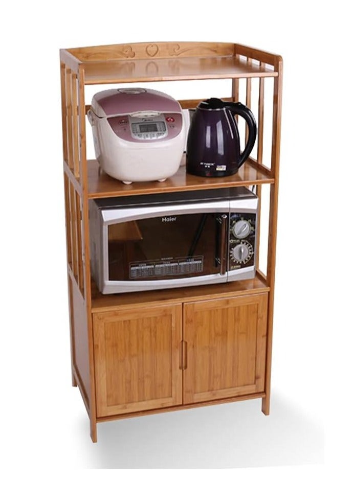 LINGWEI Modern Bamboo Bathroom Storage Cabinet with Shelves - Versatile Floor Standing Utility Cupboard for Kitchen & Bathroom Organization - Stylish Walnut Finish - Image 3