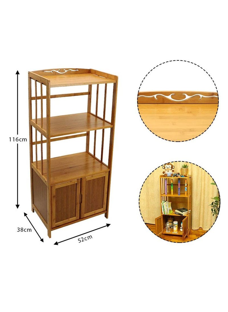 LINGWEI Modern Bamboo Bathroom Storage Cabinet with Shelves - Versatile Floor Standing Utility Cupboard for Kitchen & Bathroom Organization - Stylish Walnut Finish - Image 4