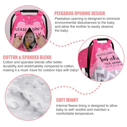 Metplus 2 in 1 Writing Style Baby Car Seat Cover Car Seat Canopy for Babies Mom Multiuse Nursing Cover Minky Baby Carrier Covers Newborn Boy Girl Peekaboo Opening - Image 3