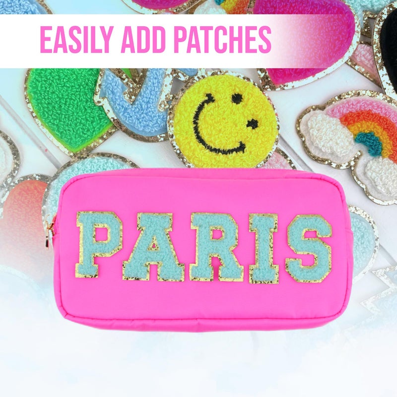Dancour Small Makeup Bag - Cute Preppy Nylon Makeup Pouch  Small Cosmetic Bag For Purse  Diy Stuff Organizer  Hot Pink Travel Toiletry Bag - Image 4