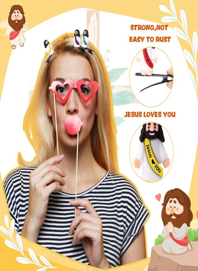 Luinabio 30 Pcs Mini Resin Hair Clips Cute Hairpin for Adult Rave Hair Clips for Women Adult Easter Music Festival Holiday Party Decor(5 Color,Little Jesus) - Image 3