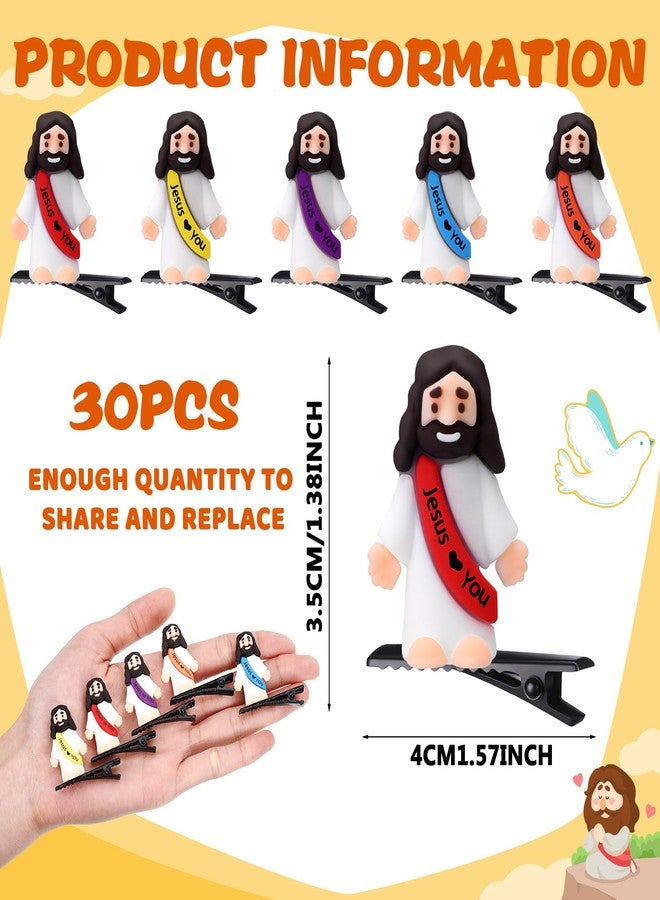 Luinabio 30 Pcs Mini Resin Hair Clips Cute Hairpin for Adult Rave Hair Clips for Women Adult Easter Music Festival Holiday Party Decor(5 Color,Little Jesus) - Image 2