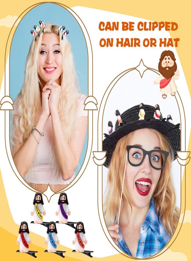 Luinabio 30 Pcs Mini Resin Hair Clips Cute Hairpin for Adult Rave Hair Clips for Women Adult Easter Music Festival Holiday Party Decor(5 Color,Little Jesus) - Image 4