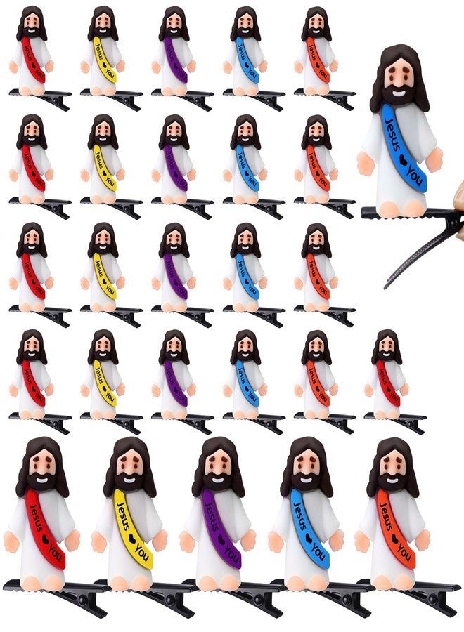 Luinabio 30 Pcs Mini Resin Hair Clips Cute Hairpin for Adult Rave Hair Clips for Women Adult Easter Music Festival Holiday Party Decor(5 Color,Little Jesus) - Image 1