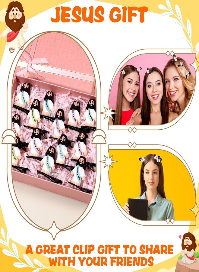 Luinabio 30 Pcs Mini Resin Hair Clips Cute Hairpin for Adult Rave Hair Clips for Women Adult Easter Music Festival Holiday Party Decor(5 Color,Little Jesus) - Image 5
