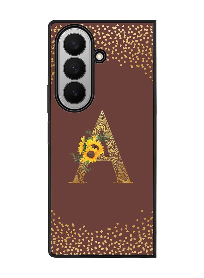Stylizedd For Samsung Galaxy Z Fold7 Case,Slim fit Camera Protection, Shockproof Thin Phone cover  - Custom Floral Monogram - A  (Brown )