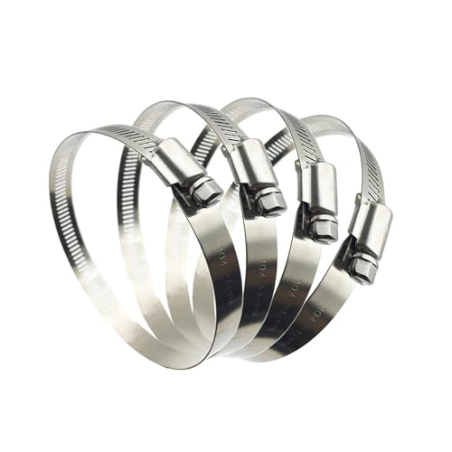 EesTeck Upgraded Version 4" (Diameter) Thicken Adjustable 304 Stainless Steel Duct Clamps Pipe Clamp Air Ducting Clamp worm drive hose clamps (4Pcs, 91mm-114mm) - Image 1