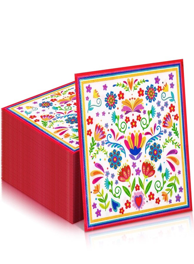 FillTouch مناديل فيل تاتش 100 قطعة لعيد الموتى من المكسيك، مناديل حفلة فييستا مكسيكية، زهور ماندالا، زينة عيد الموتى لاحتفالات تاكو الثلاثاء، مستلزمات حفلة عيد ميلاد مكسيكية (بيضاء) - Image 1