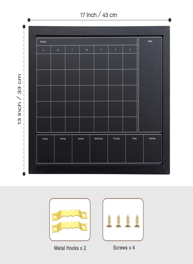 YCCYYCCY 3-in-1 Magnetic Chalkboard Calendar for Wall - 13"x17" Monthly, Weekly & Memo Planner with Black Wood Frame, Hanging Blackboard for Home, Office, Kitchen Decor(DH-3in1-3343) - Image 2