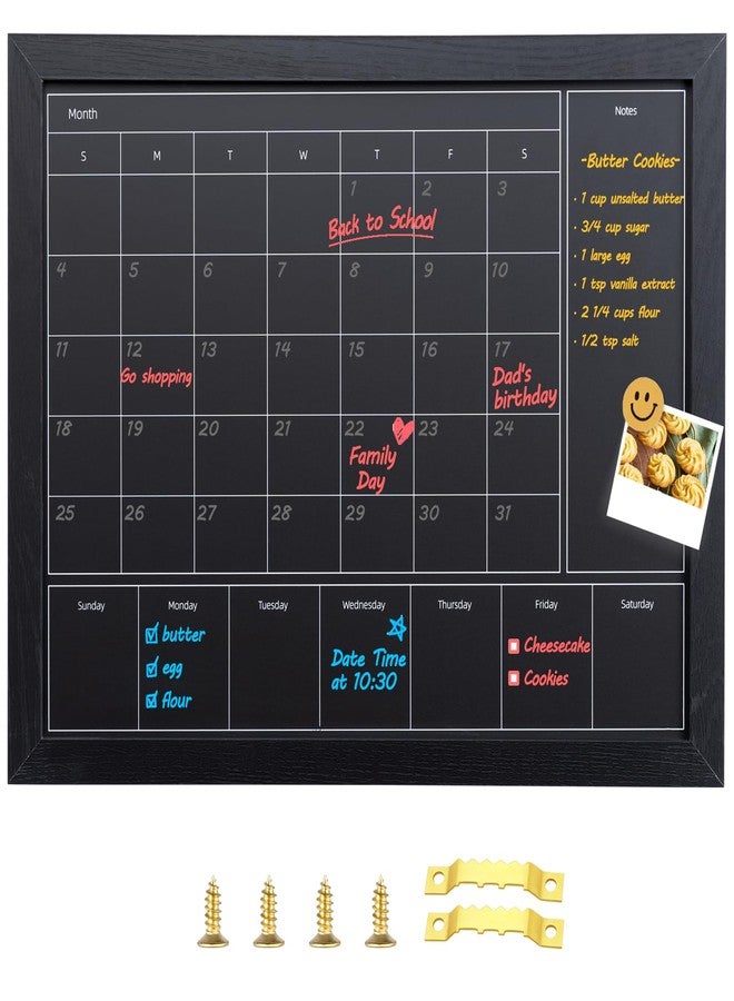 YCCYYCCY 3-in-1 Magnetic Chalkboard Calendar for Wall - 13"x17" Monthly, Weekly & Memo Planner with Black Wood Frame, Hanging Blackboard for Home, Office, Kitchen Decor(DH-3in1-3343) - Image 1