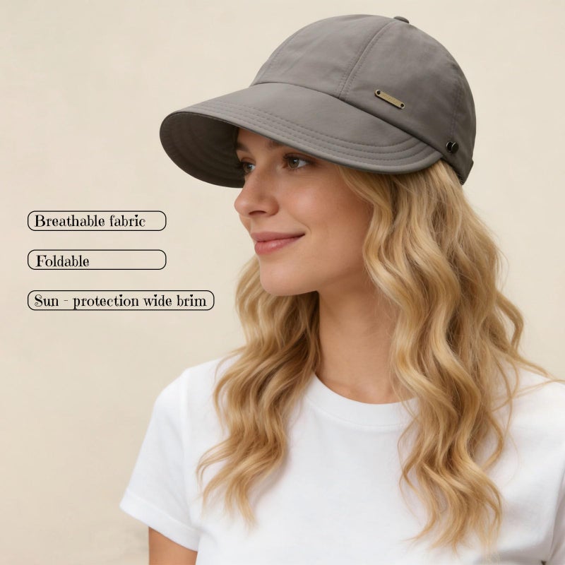 huablo Sunhats for Women UV Protection Ponytail Hat Packable Hats for Women Travel UPF 50 Hats for Men Adjustable Cap Gray - Image 4
