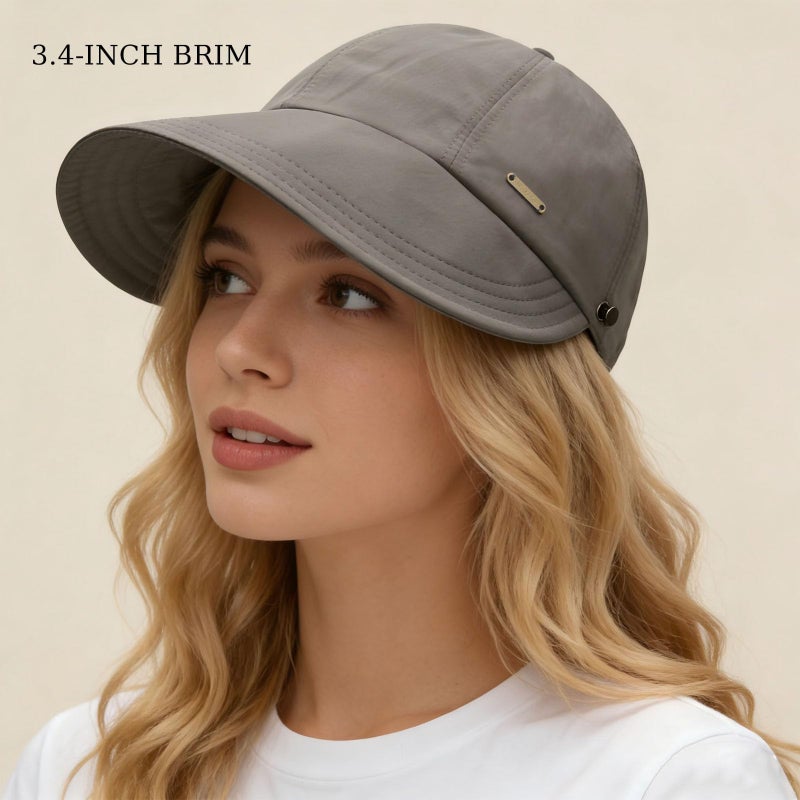 huablo Sunhats for Women UV Protection Ponytail Hat Packable Hats for Women Travel UPF 50 Hats for Men Adjustable Cap Gray - Image 2