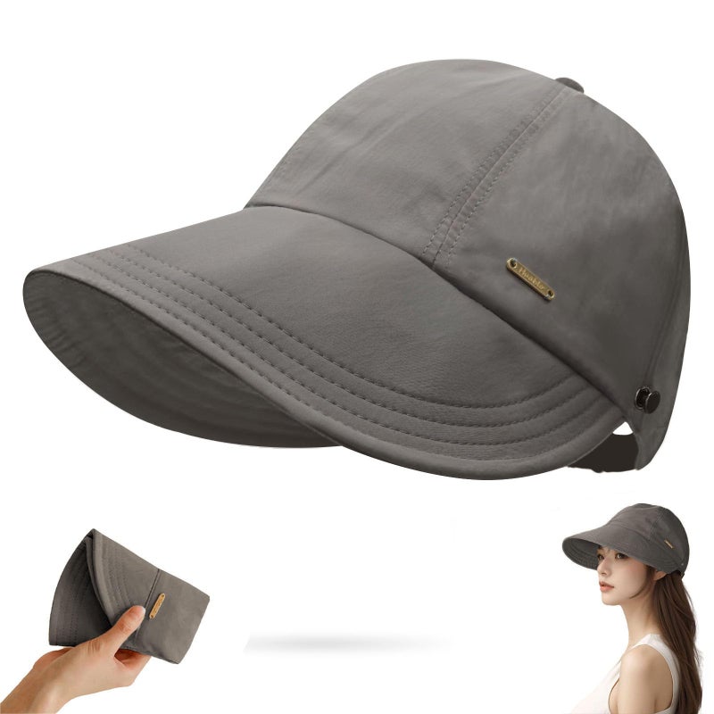 huablo Sunhats for Women UV Protection Ponytail Hat Packable Hats for Women Travel UPF 50 Hats for Men Adjustable Cap Gray - Image 1