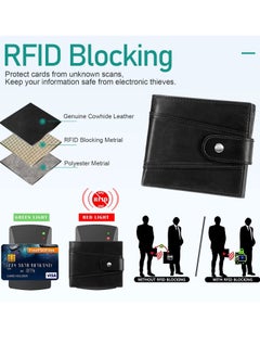 Excefore محافظ جلدية أصلية للرجال، محفظة جلدية متعددة الوظائف مزودة بخاصية حجب RFID مع 17 فتحة لبطاقات الائتمان، محفظة نحيفة متعددة البطاقات للرجال مع محفظة نقود بسحاب، محفظة ثنائية الطي (أسود)  - Image 4