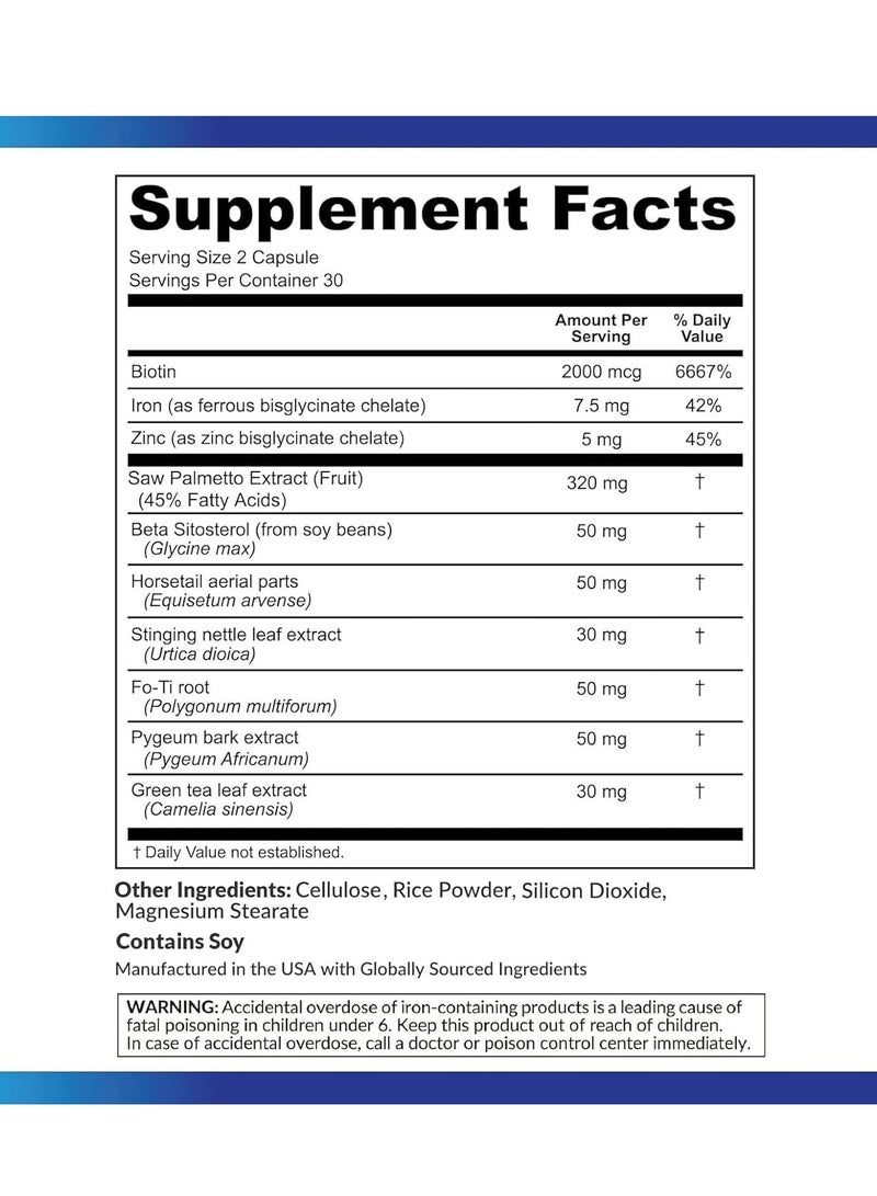 بيور ريسيرش مانع DHT لدعم نمو الشعر، يدعم نمو الشعر الصحي، شعر كثيف وقوي، 60 كبسولة، 30 حصة - Image 2
