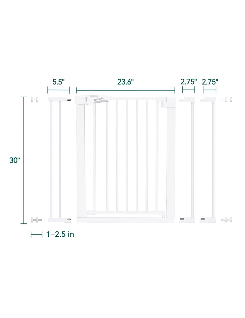 BABELIO Safety Gate Door Fits for Stairs, Narrow and Wide Doorways with Auto Close, Easy Install, No Drilling, Pressure Mounted for Baby, Child, Pets, Dog/Puppy, 26''-40'', White - Image 3