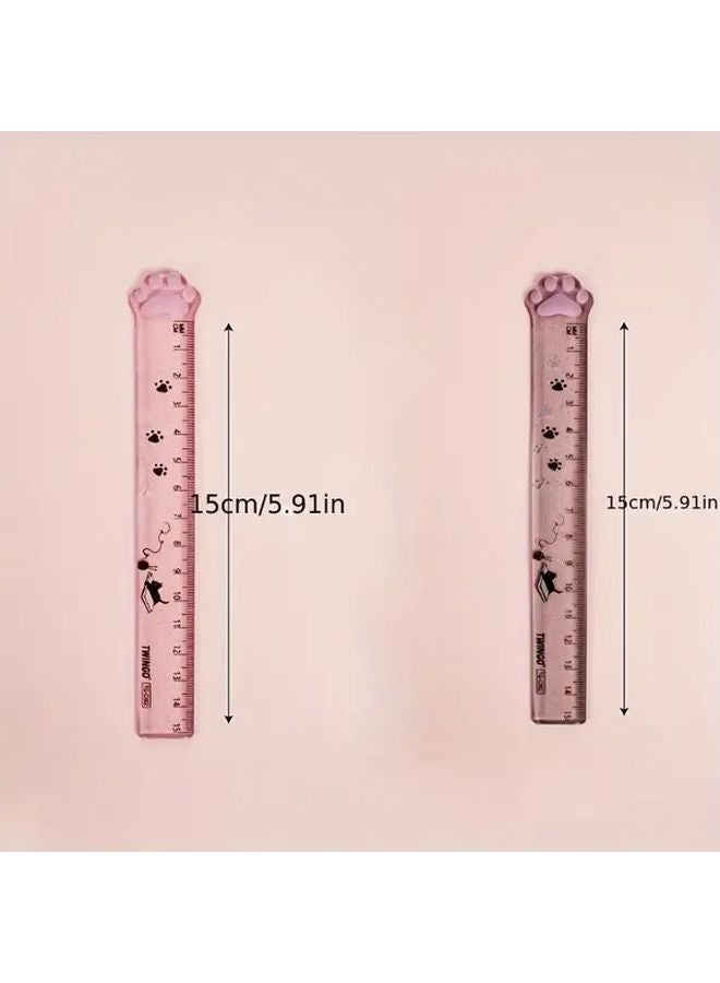 Pink Creative Cat Claw Design Straight Ruler 5.91 Inch PVC Measuring Tool For Students - Image 5