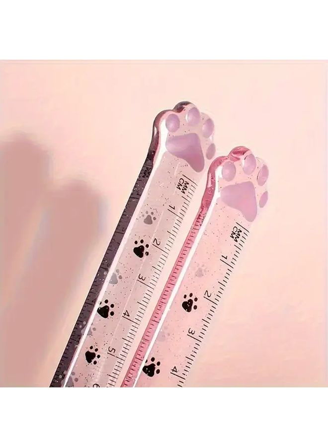 Pink Creative Cat Claw Design Straight Ruler 5.91 Inch PVC Measuring Tool For Students - Image 4