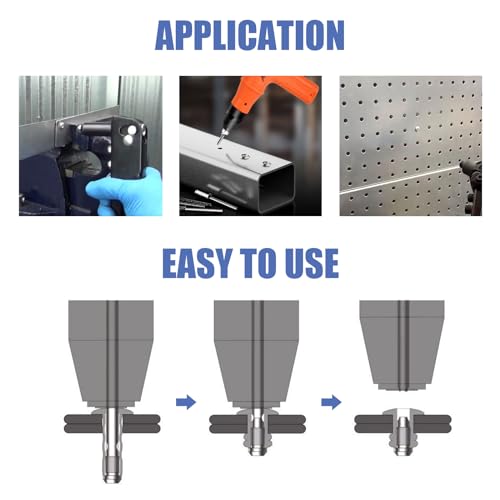 Maozaa 500 PCS Aluminum Blind Rivets, 9 Sizes Pop Rivets Assortment Kit (1/8"x1/4", 5/16", 3/8", 1/2"; 3/16"x5/16", 3/8", 1/2", 5/8", 1"), Blind Rivet (Silver) - Image 5