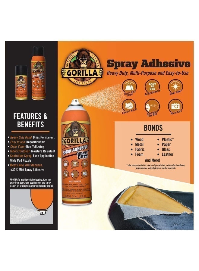 Gorilla Heavy Duty Spray Adhesive, Multipurpose and Repositionable, 4 Ounce, Clear, (Pack of 1) - Image 3