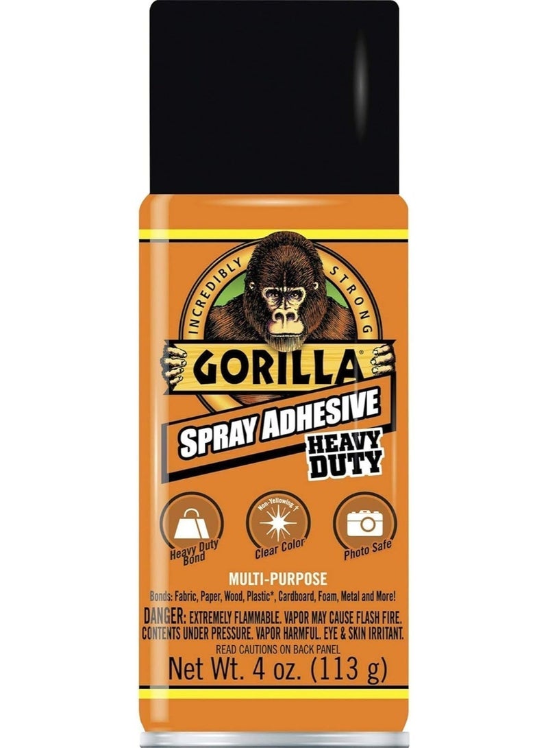 Gorilla Heavy Duty Spray Adhesive, Multipurpose and Repositionable, 4 Ounce, Clear, (Pack of 1) - Image 1