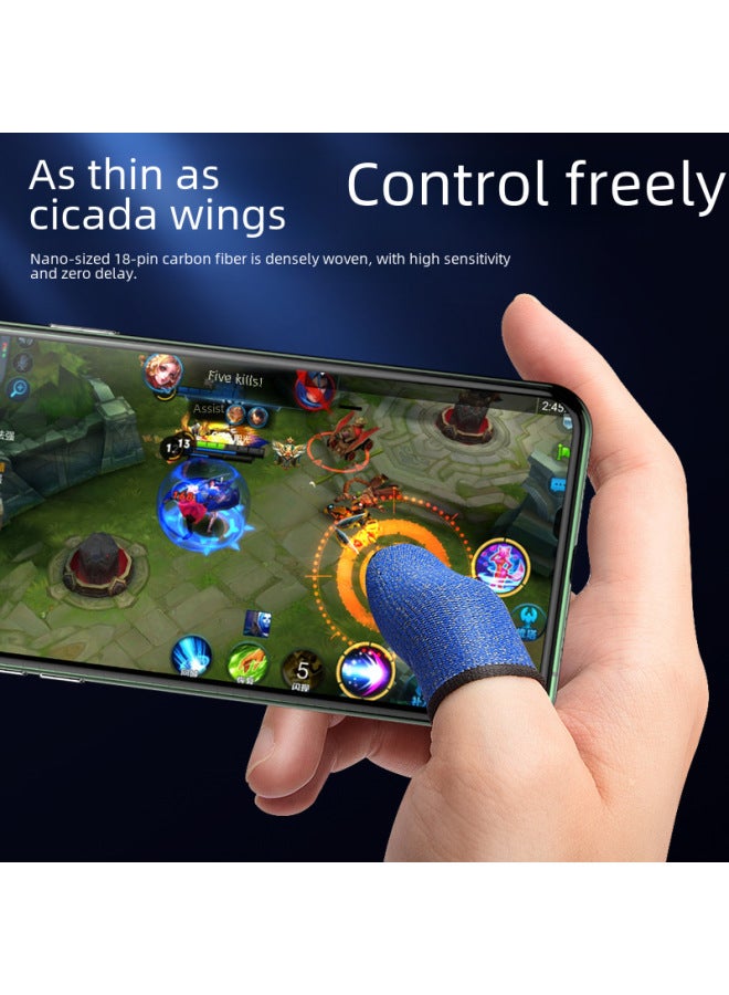 Anti-sweat Game Finger Sets Finger Suit Ultra-thin Touch Screen Breathable For The King Glory Of Eating Chicken Artifact Direct-Product Color:Carbon Fiber Black And Blue Pair (exquisite Packaging)  - Image 4