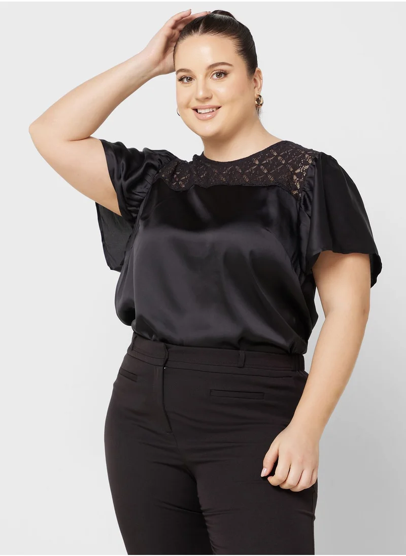 Only Carmakoma Mesh puff sleeve Top