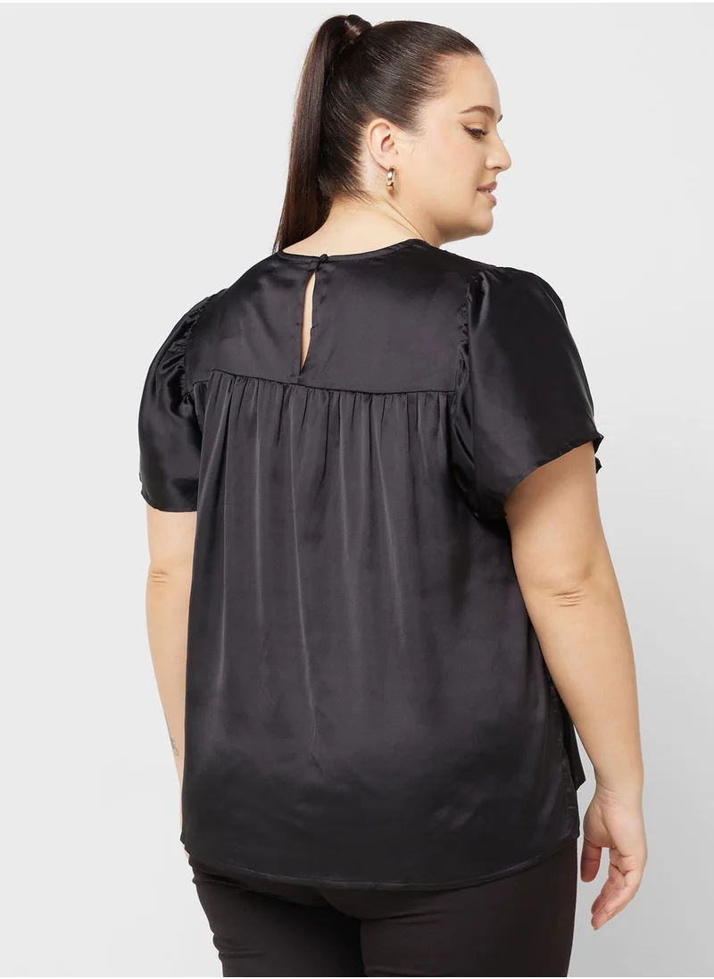 Only Carmakoma Mesh puff sleeve Top