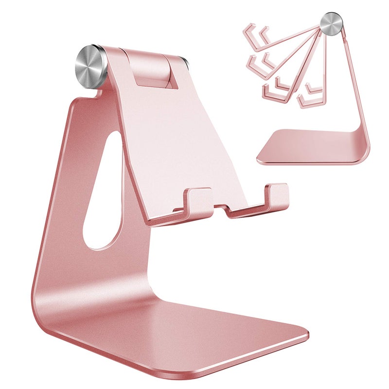 CreaDream Adjustable Cell Phone Stand, Phone Stand, Cradle, Dock, Holder, Aluminum Desktop Stand Compatible with Phone 16 15 14 13 12 11 Pro Max Plus SE, Accessories Desk, All Mobile Phones-Rose Gold - Image 1