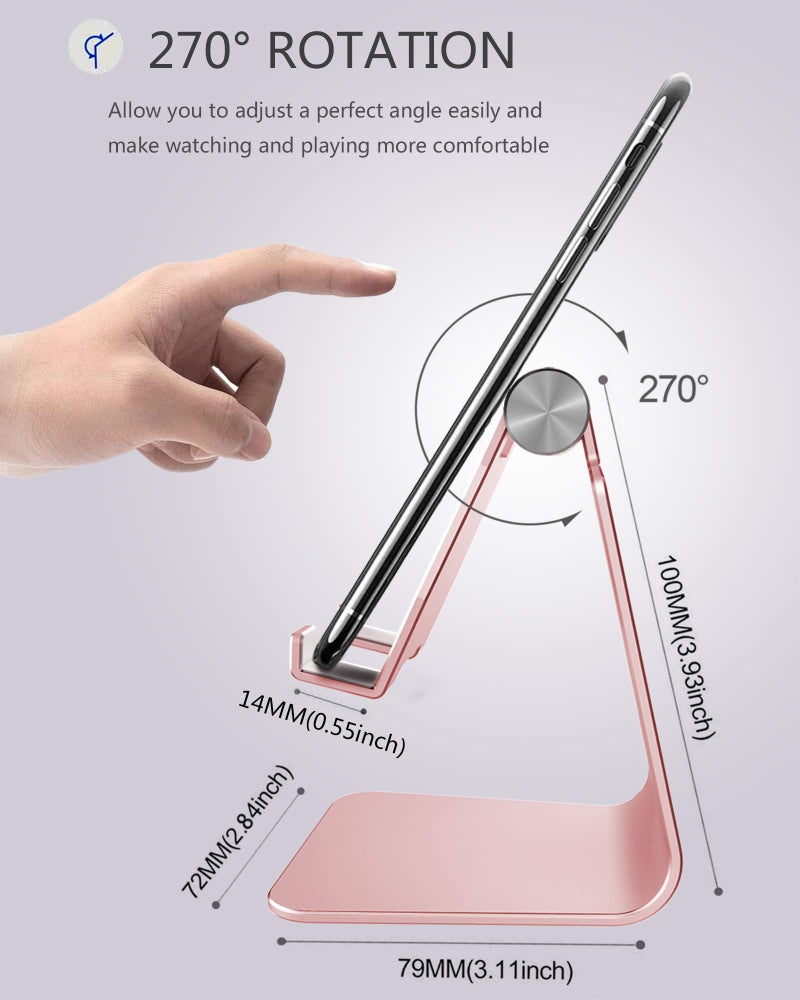 CreaDream Adjustable Cell Phone Stand, Phone Stand, Cradle, Dock, Holder, Aluminum Desktop Stand Compatible with Phone 16 15 14 13 12 11 Pro Max Plus SE, Accessories Desk, All Mobile Phones-Rose Gold - Image 3