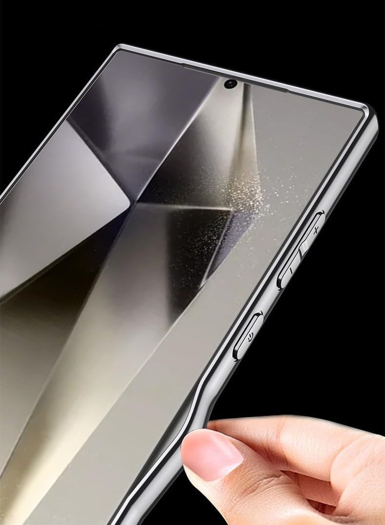 Case Compatible with Samsung Galaxy S24 Ultra Case, Luxury Electroplated Plain Leather Soft TPU Frame Camera Protection Cover for Samsung Galaxy S24 Ultra