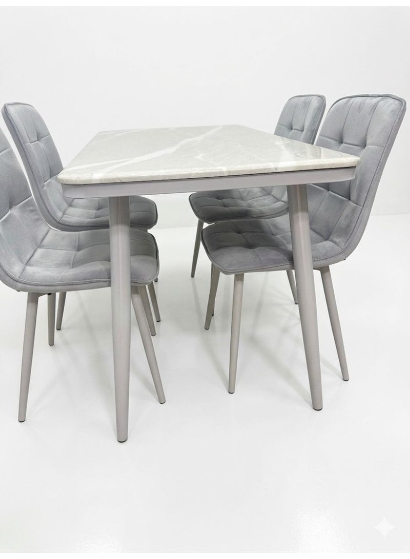 Luxurious 4-Seater Velvet Dining Set – Modern Elegance - Image 3