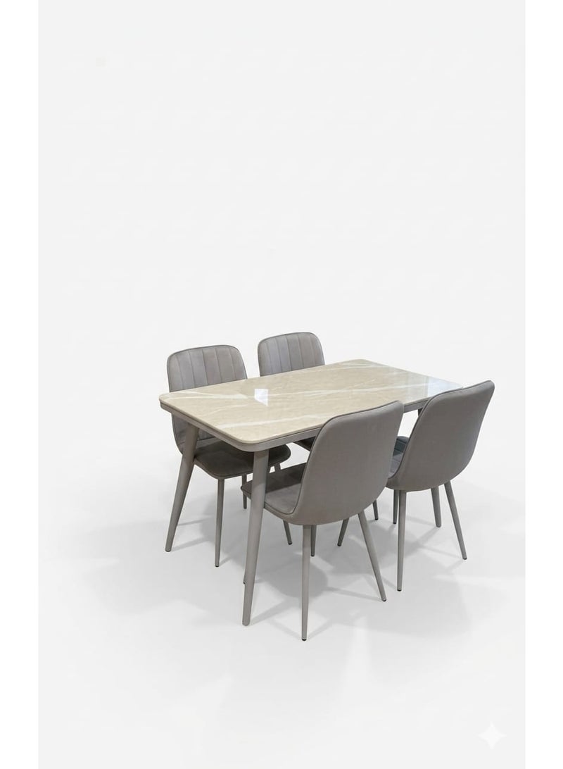 Luxurious 4-Seater Velvet Dining Set – Modern Elegance - Image 1