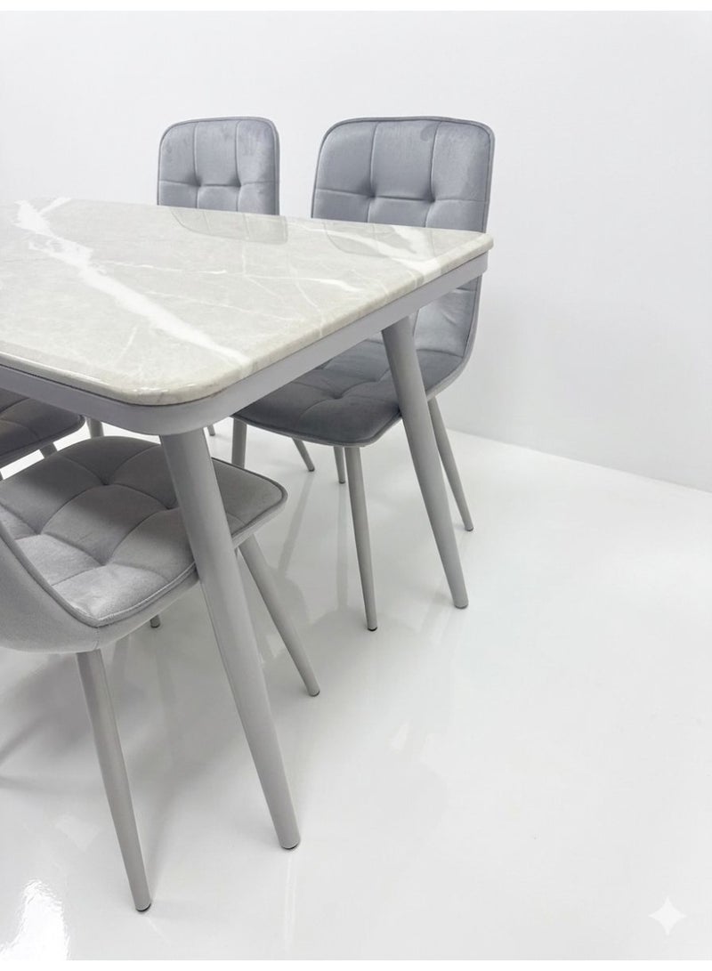 Luxurious 4-Seater Velvet Dining Set – Modern Elegance - Image 4