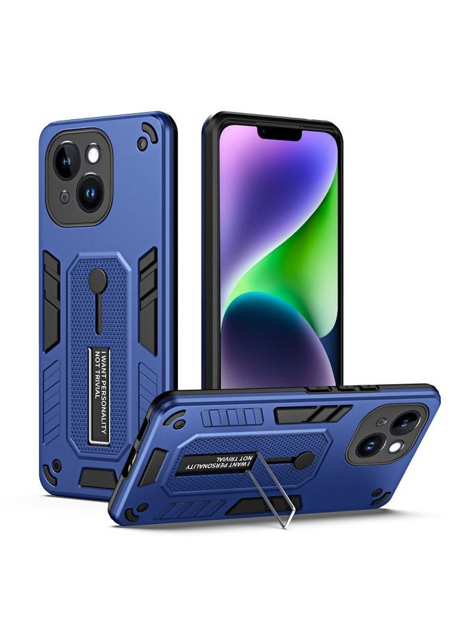 Generic Case Cover For iPhone 14 Plus Variety Brave Armor Finger Loop Holder Phone Case Blue 
