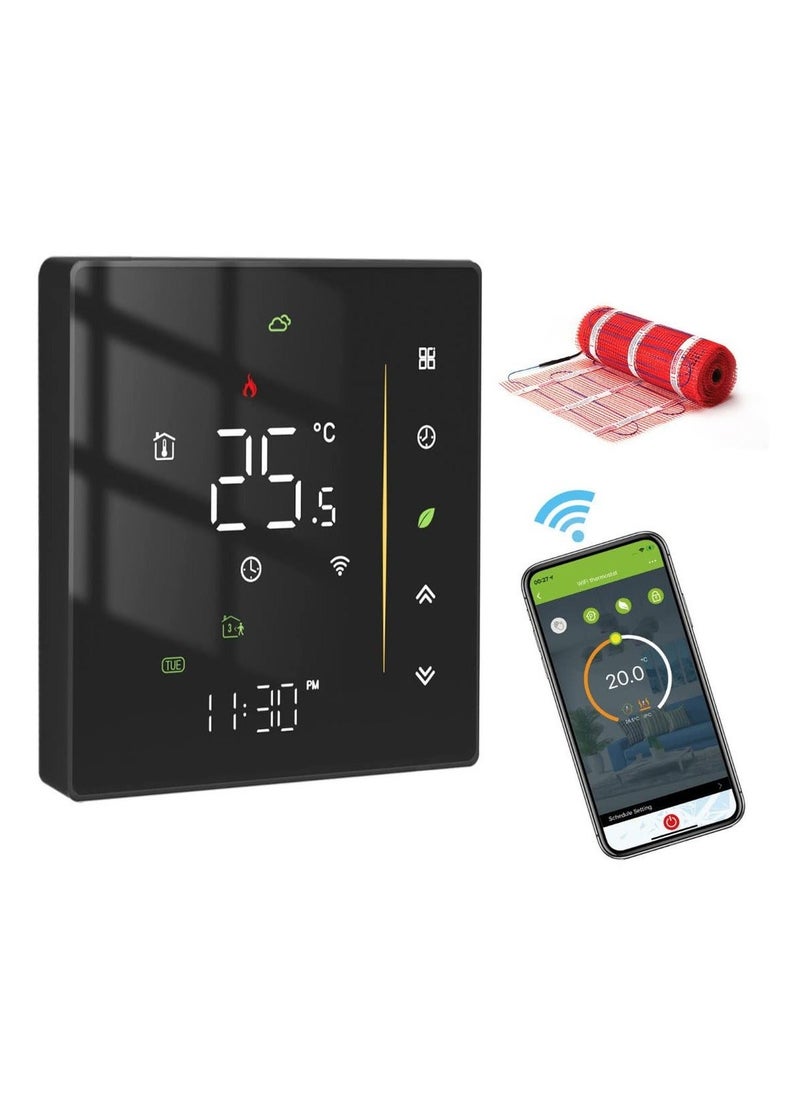 Y&D - SYOSI WiFi Smart Thermostat, Digital Programmable Temperature Controller, Life Floor Heating Alexa Google Home Voice Control, 2.4GHz Only (Black) - Image 1