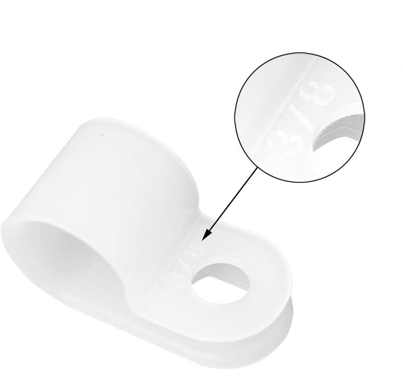Alamic Cable Clamp R-Type Cable Clip Wire Clamp 3/8" Nylon Screw Mounting Cord Fastener Clips with Screws for Wire Management - White - 50 Pcs - Image 2