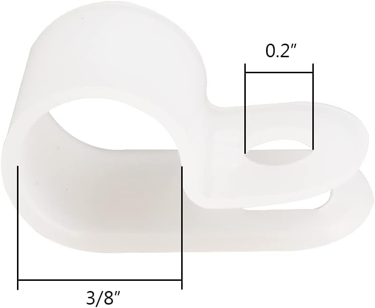 Alamic Cable Clamp R-Type Cable Clip Wire Clamp 3/8" Nylon Screw Mounting Cord Fastener Clips with Screws for Wire Management - White - 50 Pcs - Image 3