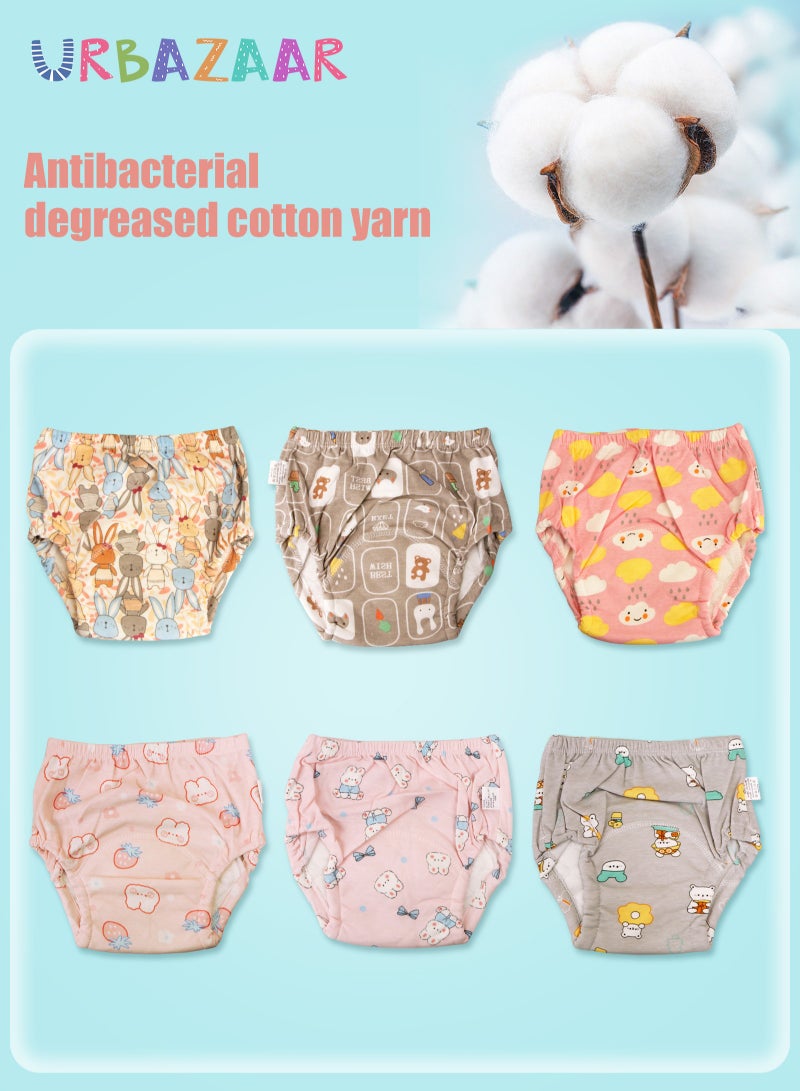 أوربازار 6 قطع من سراويل تدريب الأطفال على استخدام المرحاض، ملابس داخلية قابلة للتنفس للتدريب على استخدام المرحاض، سراويل تدريب تعلم الأطفال الصغار للبنات والأولاد، 6 طبقات من الملابس الداخلية القطنية القوية الماصة - Image 3