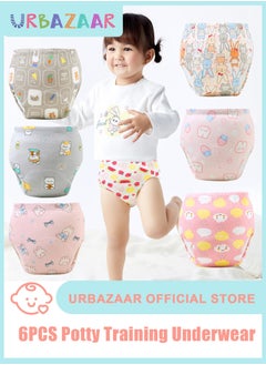 URbazaar 6PCS Baby Potty Training Pants, Breathable Potty Training Underwear, Toddler Learning Training Pants for Girls & Boys 6 Layers Strong Absorbent Cotton Training Underwear  - Image 1