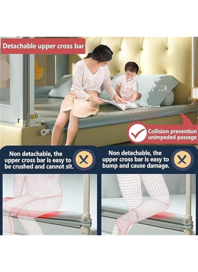 DMG Toddler Bed Rails for Crib, Foldable Bed Rail for Toddlers, Baby Crib Guard Bumper, Adjustable Height and Fall Protection Mesh Guardrails, Kids Safe Bed Side Rail for Full Size Bed (180cm)