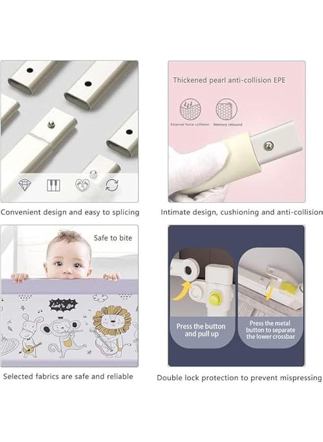 DMG Toddler Bed Rails for Crib, Foldable Bed Rail for Toddlers, Baby Crib Guard Bumper, Adjustable Height and Fall Protection Mesh Guardrails, Kids Safe Bed Side Rail for Full Size Bed (180cm)