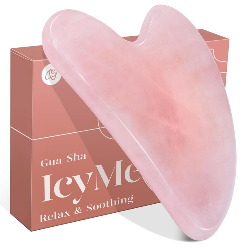 BAIMEI Gua Sha Facial Tool for Self Care, Massage Tool for Face and Body Treatment, Relieve Tensions, Reduce Wrinkles and Redness, Skin Care Tools for Men Women - Rose Quartz