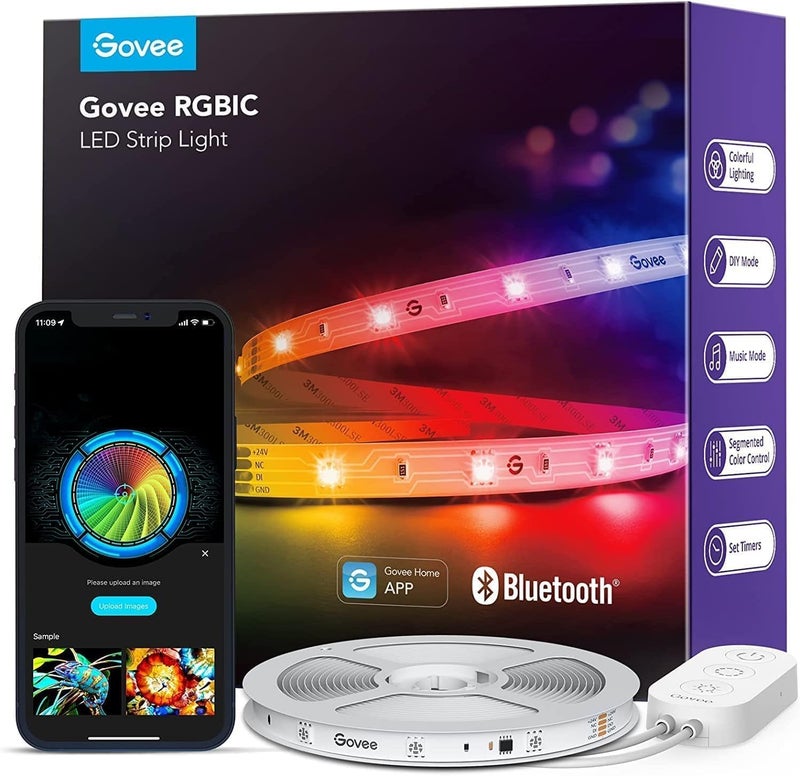جوفي شريط إضاءة LED RGBIC بطول 5 أمتار، أضواء ذكية لغرفة النوم، تحكم عبر تطبيق البلوتوث، ألوان متعددة DIY على خط واحد، مزامنة الموسيقى [فئة الطاقة G] - Image 1