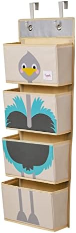 3 Sprouts Hanging Wall Organizer- Storage For Nursery And Changing Tables, Ostrich - Image 2