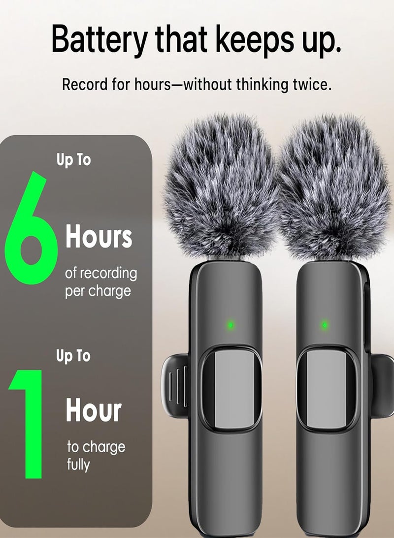 ميكروفون صغير لاسلكي احترافي لأجهزة iPad, Android, Lavalier Microphone for Video Recording -آي فون Mic Crystal Clear Recording with USB-C for Content Creators. - Image 5