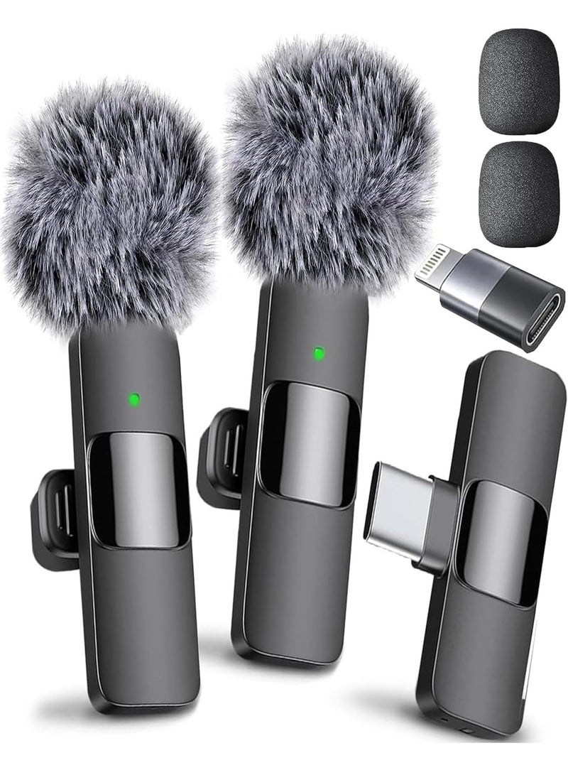 ميكروفون صغير لاسلكي احترافي لأجهزة iPad, Android, Lavalier Microphone for Video Recording -آي فون Mic Crystal Clear Recording with USB-C for Content Creators. - Image 1