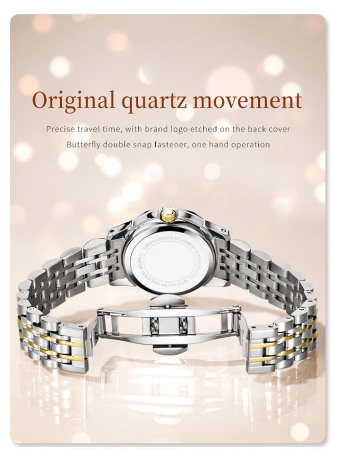 REACLOUD ساعات نسائية أنيقة من الفولاذ المقاوم للصدأ مقاومة للماء ساعة كوارتز تناظرية - Image 3