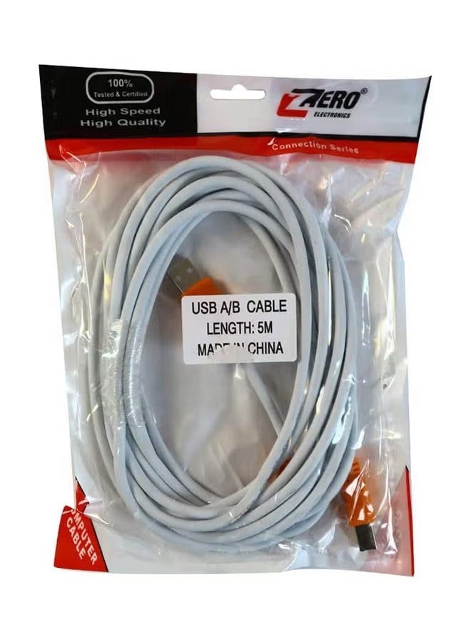 Zero Printer USB Cable 5m White  - Image 2